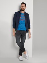 Gestreiftes Jersey T-Shirt mit Print - Männer - blue fine stripe Gestreiftes Jersey T-Shirt mit Print - Männer - blue fine stripe - 3 - TOM TAILOR