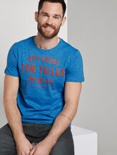 Gestreiftes Jersey T-Shirt mit Print - Männer - blue fine stripe Gestreiftes Jersey T-Shirt mit Print - Männer - blue fine stripe - 5 - TOM TAILOR