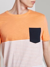 Block-stripe T-Shirt with a chest pocket - Men - summer peach orange Block-stripe T-Shirt with a chest pocket - Men - summer peach orange - 9 - TOM TAILOR Denim