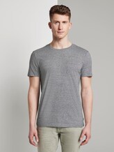 Basic T-Shirt mit Streifenstruktur - Männer - Dark Blue Stripe Basic T-Shirt mit Streifenstruktur - Männer - Dark Blue Stripe - 1 - TOM TAILOR Denim