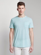 Basic T-Shirt mit Streifenstruktur - Männer - small blue yarn dye stripe Basic T-Shirt mit Streifenstruktur - Männer - small blue yarn dye stripe - 1 - TOM TAILOR Denim