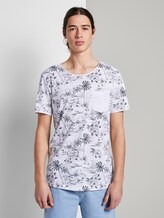 T-shirt with allover print and breast pocket - Men - white navy hawaiian print T-shirt with allover print and breast pocket - Men - white navy hawaiian print - 1 - TOM TAILOR Denim
