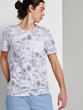 T-shirt with allover print and breast pocket - Men - white navy hawaiian print T-shirt with allover print and breast pocket - Men - white navy hawaiian print - 5 - TOM TAILOR Denim