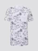 T-shirt with allover print and breast pocket - Men - white navy hawaiian print T-shirt with allover print and breast pocket - Men - white navy hawaiian print - 7 - TOM TAILOR Denim