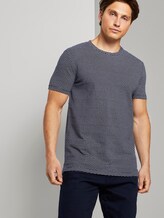 Strukturiertes T-Shirt mit Seitenschlitzen - Männer - navy jacquard block stripe Strukturiertes T-Shirt mit Seitenschlitzen - Männer - navy jacquard block stripe - 5 - TOM TAILOR Denim