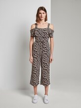 Schulterfreier Carmen-Jumpsuit mit weitem Bein - Frauen - black wavy design Schulterfreier Carmen-Jumpsuit mit weitem Bein - Frauen - black wavy design - 1 - TOM TAILOR