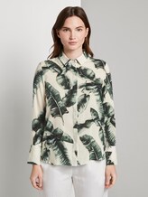blouse with palm print made of Lyocell - Women - ecru tropical leaves design blouse with palm print made of Lyocell - Women - ecru tropical leaves design - 1 - Mine to five