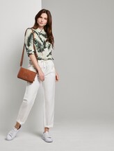 blouse with palm print made of Lyocell - Women - ecru tropical leaves design blouse with palm print made of Lyocell - Women - ecru tropical leaves design - 3 - Mine to five