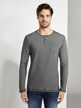 Langarmshirt im Henley-Stil - Männer - black zig zag stripe Langarmshirt im Henley-Stil - Männer - black zig zag stripe - 1 - TOM TAILOR