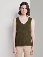 Strick-Top mit kurzen Seitenschlitzen - Frauen - Woodland Green Strick-Top mit kurzen Seitenschlitzen - Frauen - Woodland Green - 1 - TOM TAILOR