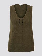 Strick-Top mit kurzen Seitenschlitzen - Frauen - Woodland Green Strick-Top mit kurzen Seitenschlitzen - Frauen - Woodland Green - 7 - TOM TAILOR