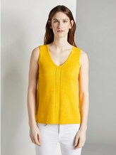 Strick-Top mit kurzen Seitenschlitzen - Frauen - deep golden yellow Strick-Top mit kurzen Seitenschlitzen - Frauen - deep golden yellow - 1 - TOM TAILOR