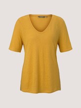 Leinen T-Shirt mit V-Ausschnitt - Frauen - Golden Corn Leinen T-Shirt mit V-Ausschnitt - Frauen - Golden Corn - 7 - Mine to five
