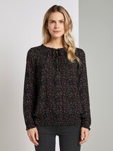Gemusterte Carmen-Bluse - Frauen - black leaf allover print Gemusterte Carmen-Bluse - Frauen - black leaf allover print - 1 - TOM TAILOR