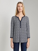 Bluse mit Hahnentritt - Frauen - navy ecru houndstooth design Bluse mit Hahnentritt - Frauen - navy ecru houndstooth design - 1 - TOM TAILOR