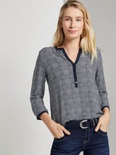 Bluse mit Hahnentritt - Frauen - navy ecru houndstooth design Bluse mit Hahnentritt - Frauen - navy ecru houndstooth design - 5 - TOM TAILOR