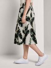 Ausgestellter Midi-Rock mit elastischem Bund - Frauen - ecru tropical leaves design Ausgestellter Midi-Rock mit elastischem Bund - Frauen - ecru tropical leaves design - 11 - Mine to five