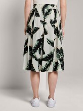 Ausgestellter Midi-Rock mit elastischem Bund - Frauen - ecru tropical leaves design Ausgestellter Midi-Rock mit elastischem Bund - Frauen - ecru tropical leaves design - 2 - Mine to five