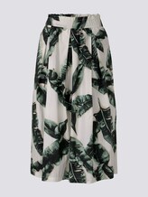Ausgestellter Midi-Rock mit elastischem Bund - Frauen - ecru tropical leaves design Ausgestellter Midi-Rock mit elastischem Bund - Frauen - ecru tropical leaves design - 7 - Mine to five