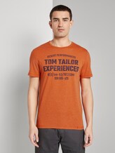 Meliertes T-Shirt mit Print - Männer - orange grindle stripe Meliertes T-Shirt mit Print - Männer - orange grindle stripe - 1 - TOM TAILOR
