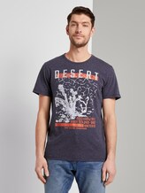 Meliertes T-Shirt mit Print - Männer - blue grindle stripe Meliertes T-Shirt mit Print - Männer - blue grindle stripe - 1 - TOM TAILOR