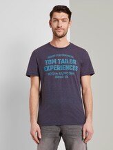 Meliertes T-Shirt mit Print - Männer - blue-grindle stripe Meliertes T-Shirt mit Print - Männer - blue-grindle stripe - 1 - TOM TAILOR
