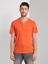 Henley T-Shirt in a washed look - Men - true orange Henley T-Shirt in a washed look - Men - true orange - 1 - TOM TAILOR