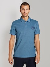 Zweifarbiges Poloshirt mit kleiner Stickerei - Männer - teal twotone structure Zweifarbiges Poloshirt mit kleiner Stickerei - Männer - teal twotone structure - 1 - TOM TAILOR