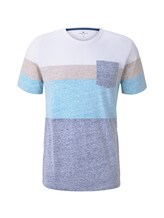 TOM TAILOR Herren T-Shirt mit blassem Streifenprint, blau, Gr.S