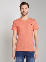 Strukturiertes T-Shirt mit Brusttasche - Männer - orange dot structure Strukturiertes T-Shirt mit Brusttasche - Männer - orange dot structure - 1 - TOM TAILOR