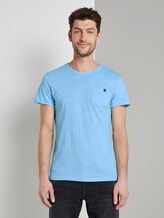 Strukturiertes T-Shirt mit Brusttasche - Männer - teal dot structure Strukturiertes T-Shirt mit Brusttasche - Männer - teal dot structure - 1 - TOM TAILOR