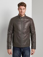 Bikerjacke aus Lederimitat mit Stepp-Details - Männer - Dark Chocolate Leather Brown Bikerjacke aus Lederimitat mit Stepp-Details - Männer - Dark Chocolate Leather Brown - 1 - TOM TAILOR