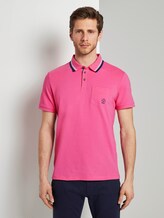 Poloshirt mit Brusttasche - Männer - carmine pink white melange Poloshirt mit Brusttasche - Männer - carmine pink white melange - 1 - TOM TAILOR