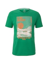TOM TAILOR Herren T-Shirt mit Wüsten-Print, grün, Gr.L