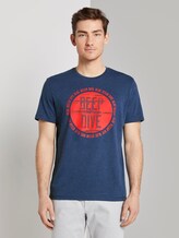 T-Shirt mit Print - Männer - after dark blue white melange T-Shirt mit Print - Männer - after dark blue white melange - 1 - TOM TAILOR