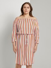 Schulterfreies Midi-Kleid mit verstellbarem Bund - Frauen - mutlicolor stripe Schulterfreies Midi-Kleid mit verstellbarem Bund - Frauen - mutlicolor stripe - 1 - My True Me
