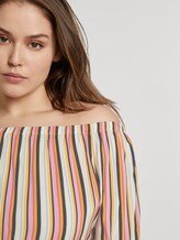 Schulterfreies Midi-Kleid mit verstellbarem Bund - Frauen - mutlicolor stripe Schulterfreies Midi-Kleid mit verstellbarem Bund - Frauen - mutlicolor stripe - 10 - My True Me