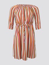 Schulterfreies Midi-Kleid mit verstellbarem Bund - Frauen - mutlicolor stripe Schulterfreies Midi-Kleid mit verstellbarem Bund - Frauen - mutlicolor stripe - 7 - My True Me