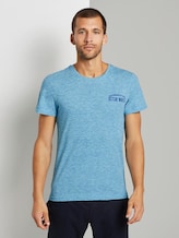 Patterned T-shirt - Men - teal coloured melange Patterned T-shirt - Men - teal coloured melange - 1 - TOM TAILOR