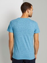 Patterned T-shirt - Men - teal coloured melange Patterned T-shirt - Men - teal coloured melange - 2 - TOM TAILOR