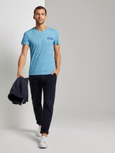 Patterned T-shirt - Men - teal coloured melange Patterned T-shirt - Men - teal coloured melange - 3 - TOM TAILOR