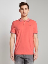 Poloshirt mit Kontraststreifen - Männer - neon pink white melange Poloshirt mit Kontraststreifen - Männer - neon pink white melange - 1 - TOM TAILOR