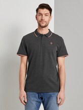 Poloshirt mit Kontraststreifen - Männer - dark grey white melange Poloshirt mit Kontraststreifen - Männer - dark grey white melange - 1 - TOM TAILOR
