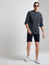 Gestreiftes Hemd mit Stehkragen - Männer - navy white seersucker stripe Gestreiftes Hemd mit Stehkragen - Männer - navy white seersucker stripe - 3 - TOM TAILOR Denim