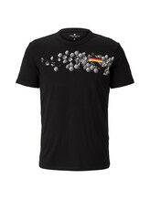 TOM TAILOR Herren T-Shirt mit Fußball-EM-Print, schwarz, Gr.L