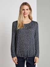 langarm Tshirt - Frauen - navy and white structure langarm Tshirt - Frauen - navy and white structure - 1 - TOM TAILOR
