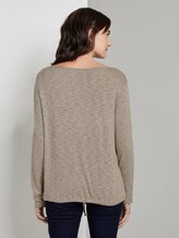 Long-sleeved T-shirt - Women - camel and white structure Long-sleeved T-shirt - Women - camel and white structure - 2 - TOM TAILOR