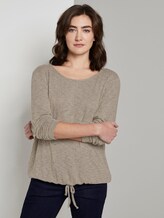 Long-sleeved T-shirt - Women - camel and white structure Long-sleeved T-shirt - Women - camel and white structure - 5 - TOM TAILOR