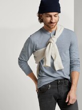 Langarmshirt in Melange-Optik - Männer - blue offwhite injected melange Langarmshirt in Melange-Optik - Männer - blue offwhite injected melange - 5 - TOM TAILOR