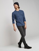Langarmshirt in Melange-Optik - Männer - blue depths injected melange Langarmshirt in Melange-Optik - Männer - blue depths injected melange - 3 - TOM TAILOR